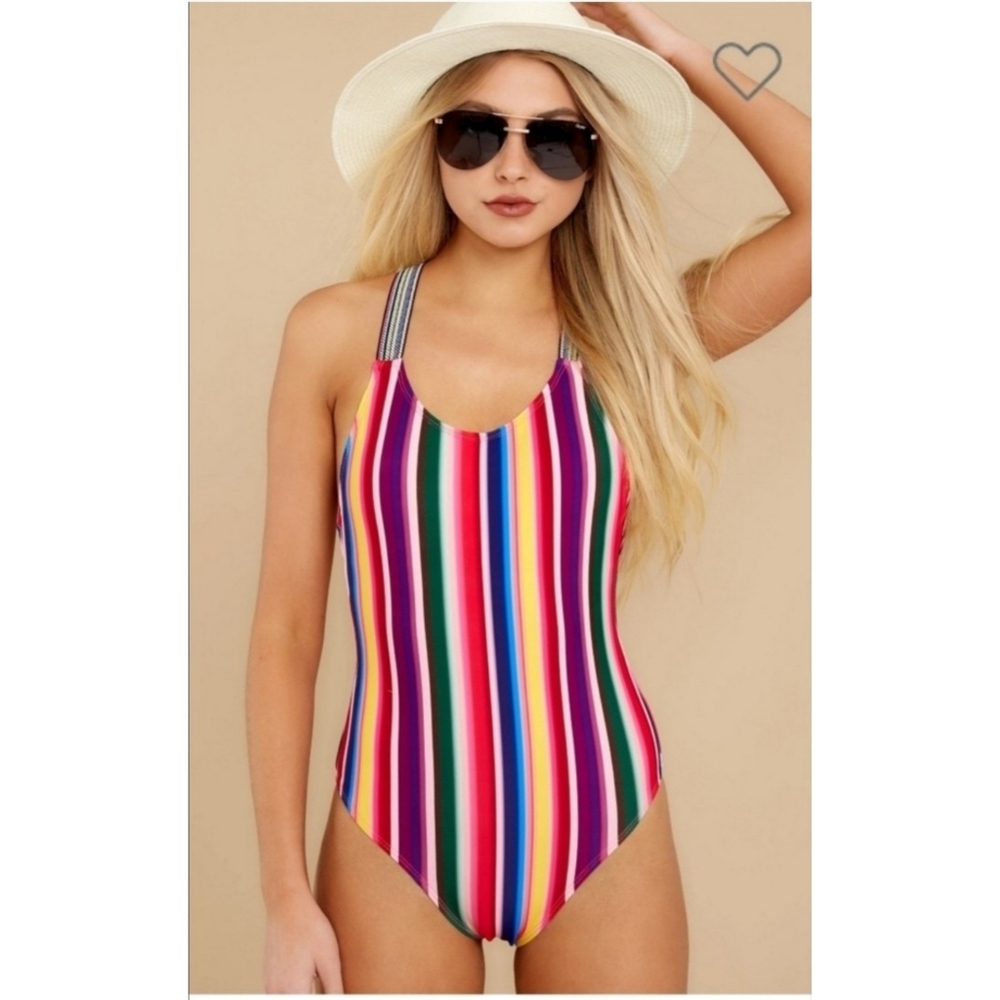🆕️ NWT Red Dress Boutique Rainbow One Piece Swimsuit